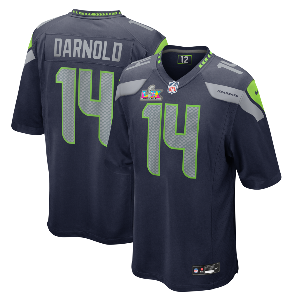 Men's Seattle Seahawks Sam Darnold Nike College Navy Super Bowl LX Patch Game Jersey