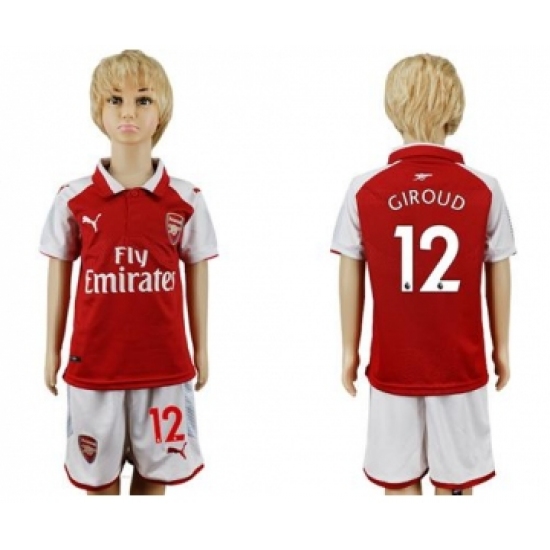 Arsenal #12 Giroud Home Kid Soccer Club Jersey