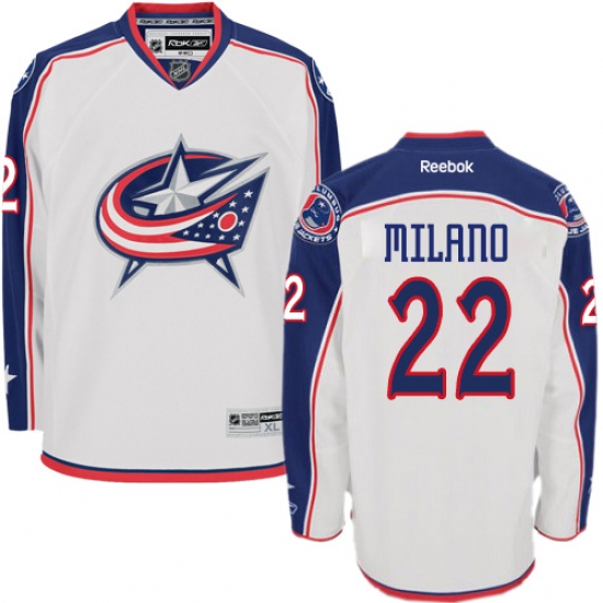 Women's Reebok Columbus Blue Jackets #22 Sonny Milano Authentic White Away NHL Jersey - Ujersey