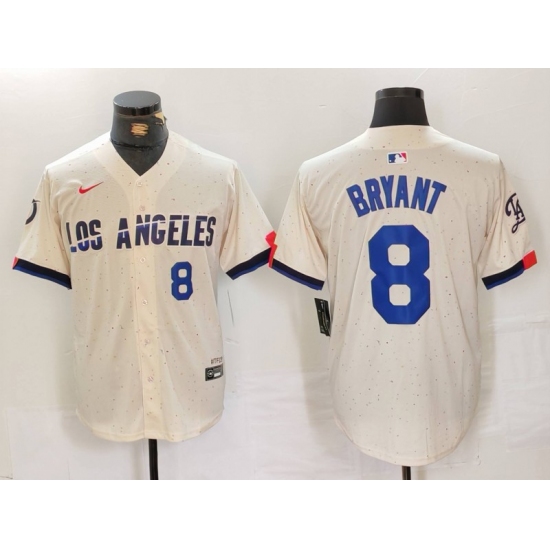 Men's Los Angeles Dodgers #8 Kobe Bryant Number Cream 2024 City Connect Limited Stitched Jersey - Ujersey