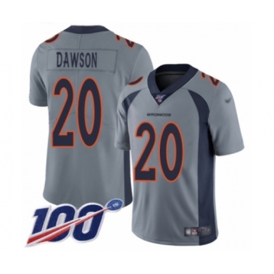 Men's Denver Broncos #20 Duke Dawson Limited Silver Inverted Legend 100th Season Football Jersey - Ujersey