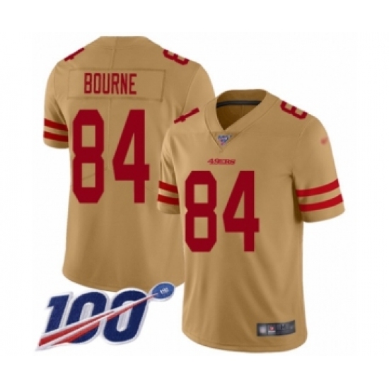 Men's San Francisco 49ers #84 Kendrick Bourne Limited Gold Inverted Legend 100th Season Football Jersey - Ujersey