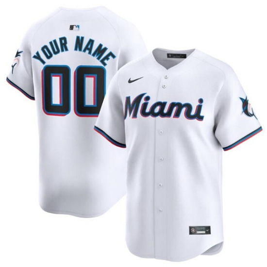 Men's Miami Marlins Customized White 2024 Home Limited Stitched Baseball Jersey - Ujersey