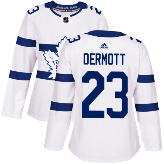 Women's Adidas Toronto Maple Leafs #23 Travis Dermott Authentic White 2018 Stadium Series NHL Jersey - Ujersey
