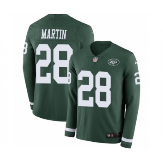 Men's Nike New York Jets #28 Curtis Martin Limited Green Therma Long Sleeve NFL Jersey - Ujersey