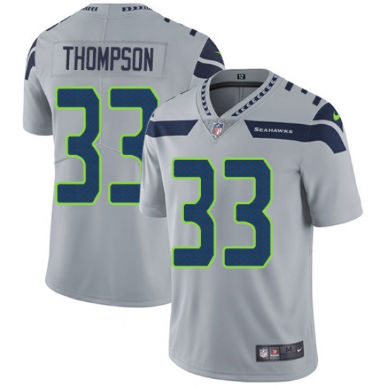 Men's Nike Seattle Seahawks #33 Tedric Thompson Grey Alternate Vapor Untouchable Limited Player NFL Jersey - Ujersey