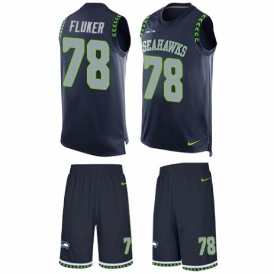 Men's Nike Seattle Seahawks #78 D.J. Fluker Limited Steel Blue Tank Top Suit NFL Jersey - Ujersey