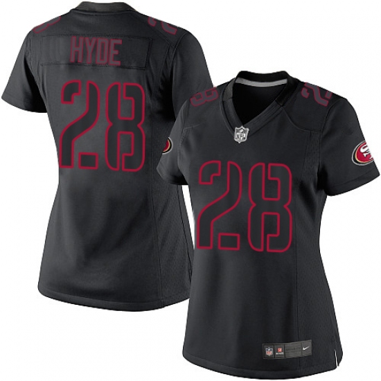 Women's Nike San Francisco 49ers #28 Carlos Hyde Limited Black Impact NFL Jersey - Ujersey
