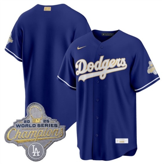 Men's Los Angeles Dodgers Blank Royal 2026 Alternate Gold Collection Stadium Stitched Baseball Jersey - Ujersey