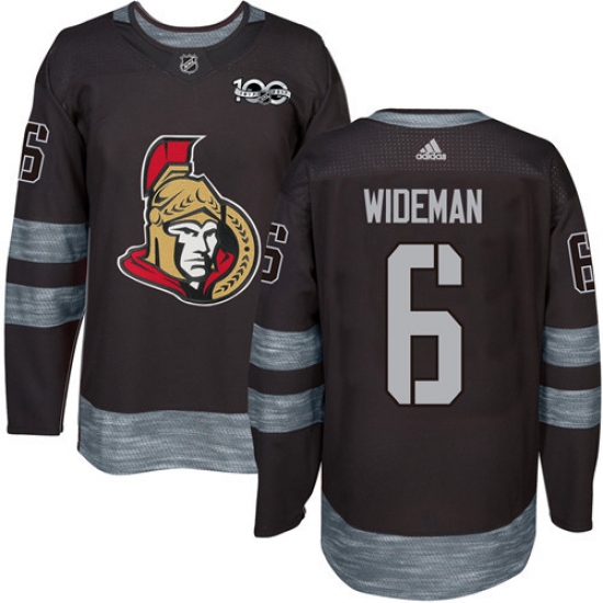 Men's Adidas Ottawa Senators #6 Chris Wideman Authentic Black 1917-2017 100th Anniversary NHL Jersey - Ujersey