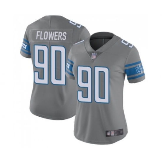 Women's Detroit Lions #90 Trey Flowers Limited Steel Rush Vapor Untouchable Football Jersey - Ujersey