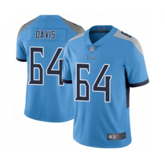 Men's Tennessee Titans #64 Nate Davis Light Blue Alternate Vapor Untouchable Limited Player Football Jersey - Ujersey