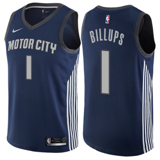 Men's Nike Detroit Pistons #1 Chauncey Billups Authentic Navy Blue NBA Jersey - City Edition - Ujersey