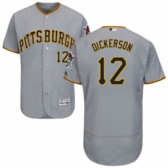Men's Majestic Pittsburgh Pirates #12 Corey Dickerson Grey Road Flex Base Authentic Collection MLB Jersey - Ujersey