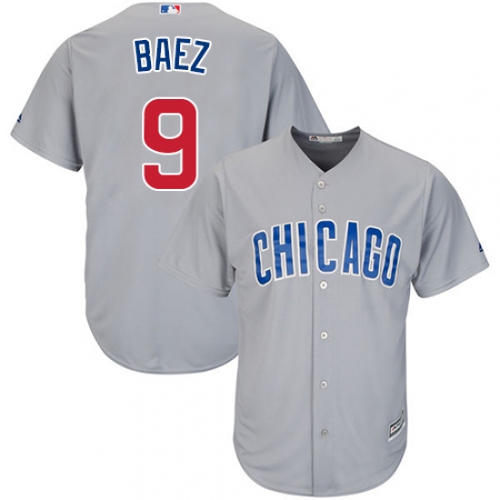 Men's Majestic Chicago Cubs #9 Javier Baez Replica Grey Road Cool Base MLB Jersey - Ujersey