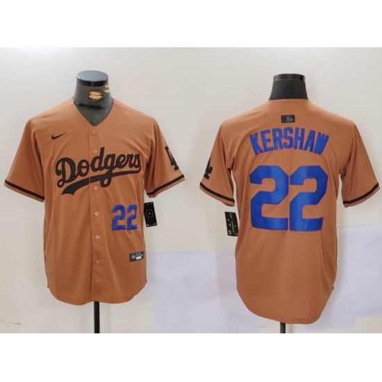 Men's Los Angeles Dodgers #22 Clayton Kershaw Number Olive Cool Base Limited Stitched Jerseys - Ujersey