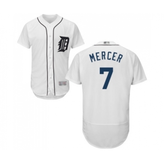 Men's Detroit Tigers #7 Jordy Mercer White Home Flex Base Authentic Collection Baseball Jersey - Ujersey
