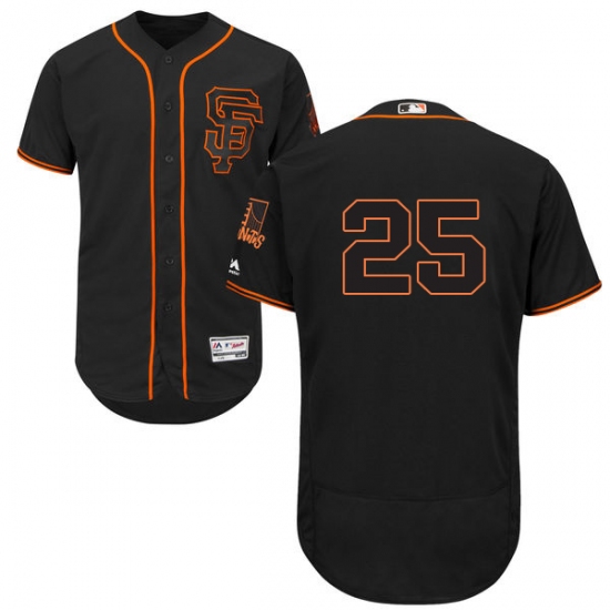 Men's Majestic San Francisco Giants #25 Barry Bonds Black Alternate Flex Base Authentic Collection MLB Jersey - Ujersey