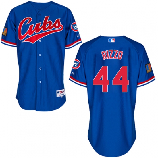 Men's Majestic Chicago Cubs #44 Anthony Rizzo Authentic Royal Blue 1994 Turn Back The Clock MLB Jersey - Ujersey