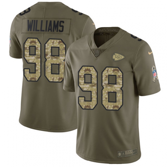 Youth Nike Kansas City Chiefs #98 Xavier Williams Limited Olive Camo 2017 Salute to Service NFL Jersey - Ujersey