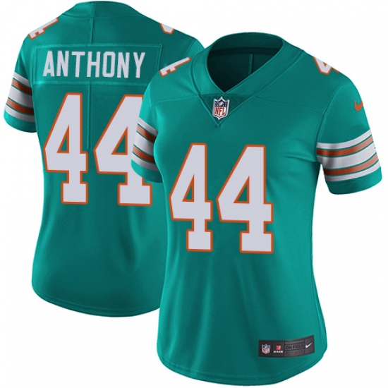 Women's Nike Miami Dolphins #44 Stephone Anthony Aqua Green Alternate Vapor Untouchable Limited Player NFL Jersey - Ujersey