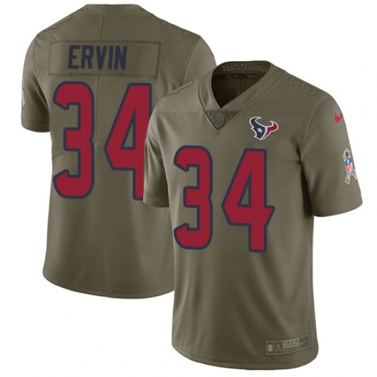 Youth Nike Houston Texans #34 Tyler Ervin Limited Olive 2017 Salute to Service NFL Jersey - Ujersey