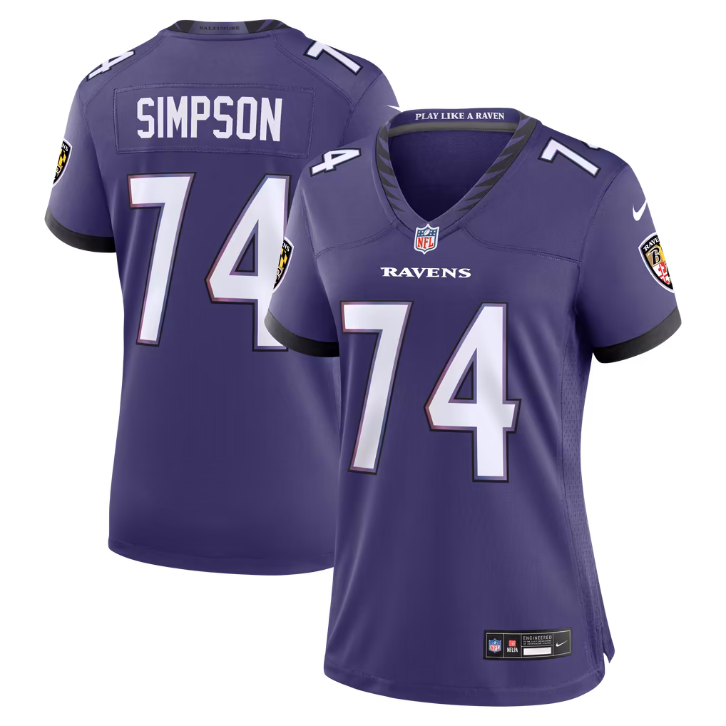 Women's Baltimore Ravens John Simpson Nike Purple Team Game Jersey - Ujersey