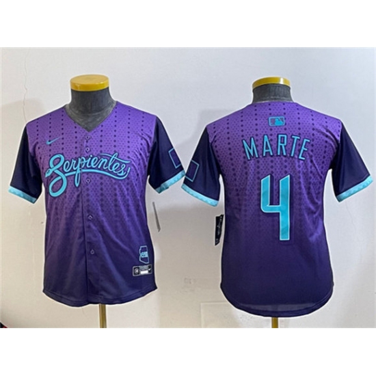 Youth Arizona Diamondbacks #4 Ketel Marte Purple 2025 City Connect Limited Stitched Baseball Jersey - Ujersey
