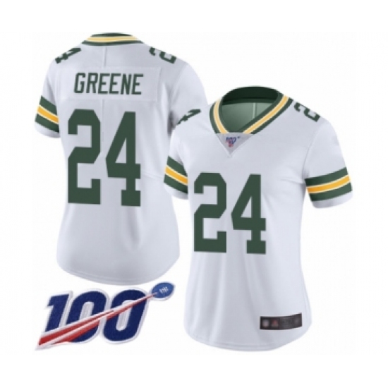 Women's Green Bay Packers #24 Raven Greene White Vapor Untouchable Limited Player 100th Season Football Jersey - Ujersey