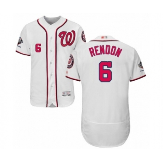 Men's Washington Nationals #6 Anthony Rendon White Home Flex Base Authentic Collection 2019 World Series Champions Baseball Jersey - Ujersey