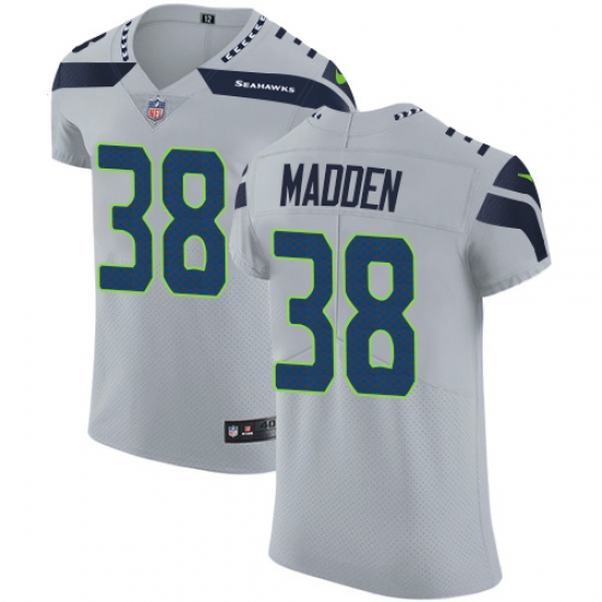 Men's Nike Seattle Seahawks #38 Tre Madden Grey Alternate Vapor Untouchable Elite Player NFL Jersey - Ujersey