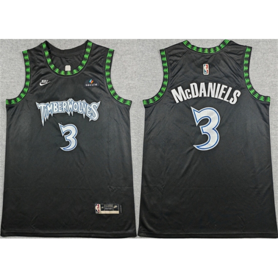 Men's Minnesota Timberwolves #3 Jaden McDaniels Black 2025-26 Classic Edition Stitched jersey