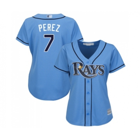 Women's Tampa Bay Rays #7 Michael Perez Replica Light Blue Alternate 2 Cool Base Baseball Jersey - Ujersey