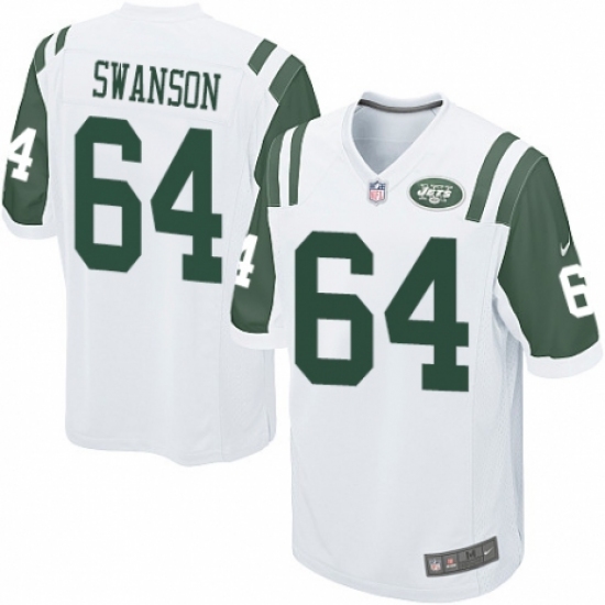 Men's Nike New York Jets #64 Travis Swanson Game White NFL Jersey - Ujersey