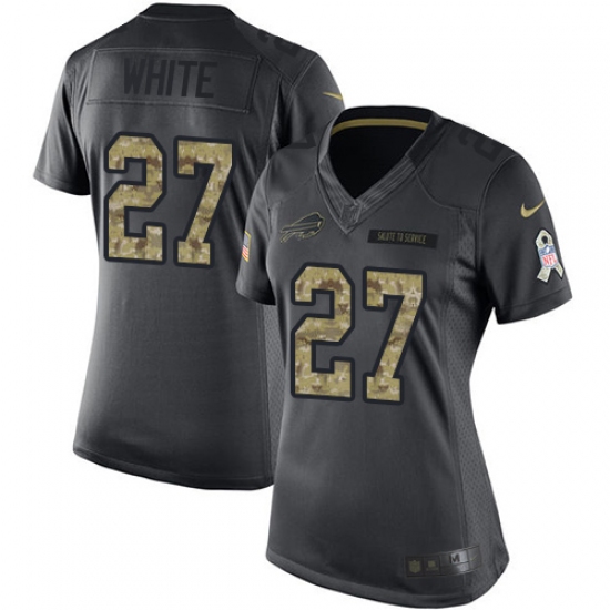 Women's Nike Buffalo Bills #27 Tre'Davious White Limited Black 2016 Salute to Service NFL Jersey - Ujersey
