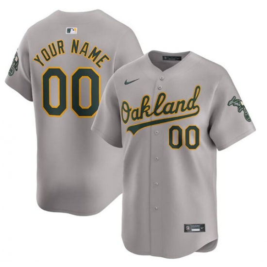 Men's Oakland Athletics Active Player Custom Gray Away Limited Stitched Jersey - Ujersey