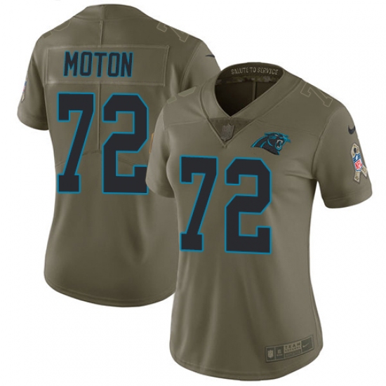 Women's Nike Carolina Panthers #72 Taylor Moton Limited Olive 2017 Salute to Service NFL Jersey - Ujersey
