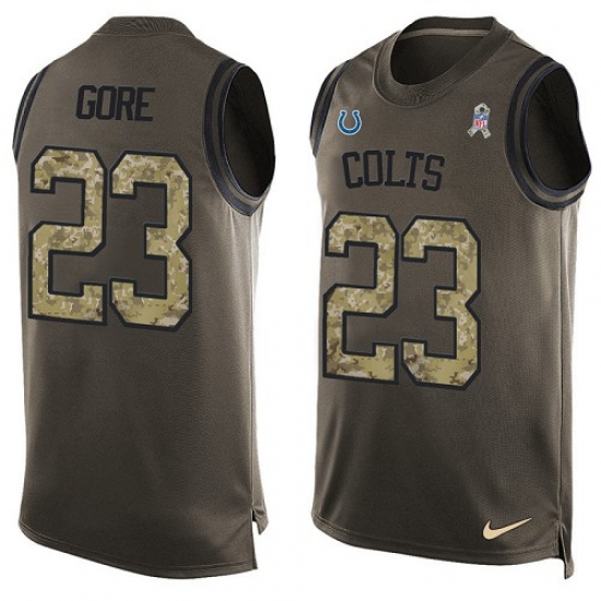 Men's Nike Indianapolis Colts #23 Frank Gore Limited Green Salute to Service Tank Top NFL Jersey - Ujersey