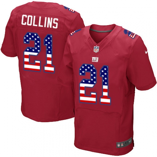 Men's Nike New York Giants #21 Landon Collins Elite Red Alternate USA Flag Fashion NFL Jersey - ujerseystore