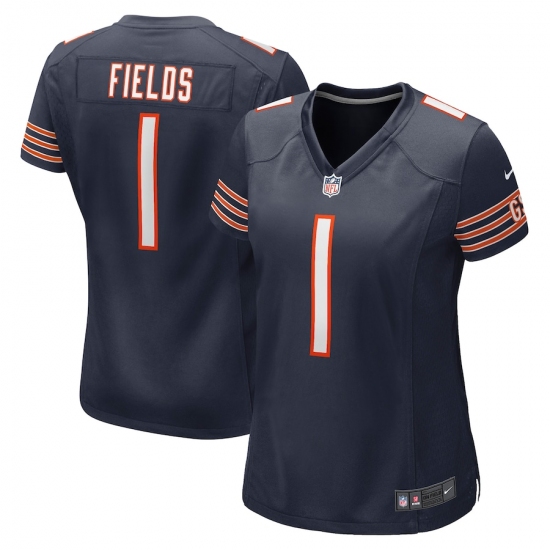Women's Chicago Bears #1 Justin Fields Nike Navy 2021 NFL Draft First Round Pick Limited Jersey - Ujersey