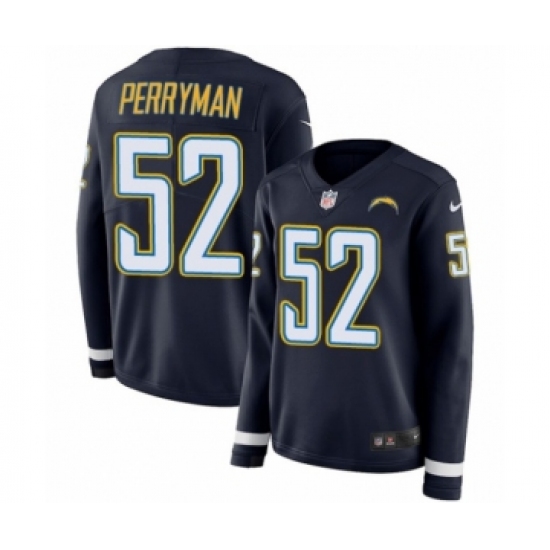 Women's Nike Los Angeles Chargers #52 Denzel Perryman Limited Navy Blue Therma Long Sleeve NFL Jersey - Ujersey