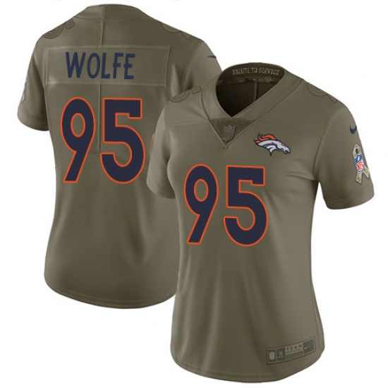 Women's Nike Denver Broncos #95 Derek Wolfe Limited Olive 2017 Salute to Service NFL Jersey - Ujersey