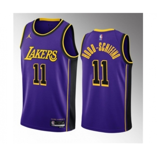 Men's Los Angeles Lakers #11 Jalen Hood-Schifino Purple 2023 Draft Statement Edition Stitched Basketball Jersey - Ujersey