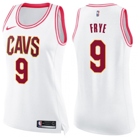 Women's Nike Cleveland Cavaliers #9 Channing Frye Swingman White Pink Fashion NBA Jersey - Ujersey