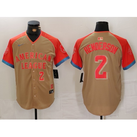 Men's Baltimore Orioles #2 Gunnar Henderson Number Cream 2024 All Star Limited Stitched Jersey