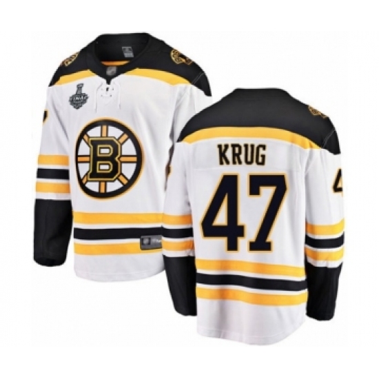 Youth Boston Bruins #47 Torey Krug Authentic White Away Fanatics Branded Breakaway 2019 Stanley Cup Final Bound Hockey Jersey - Ujersey