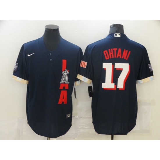 Men's Los Angeles Angels of Anaheim #17 Shohei Ohtani Navy 2021 All-Star Game Authentic Jersey - Ujersey