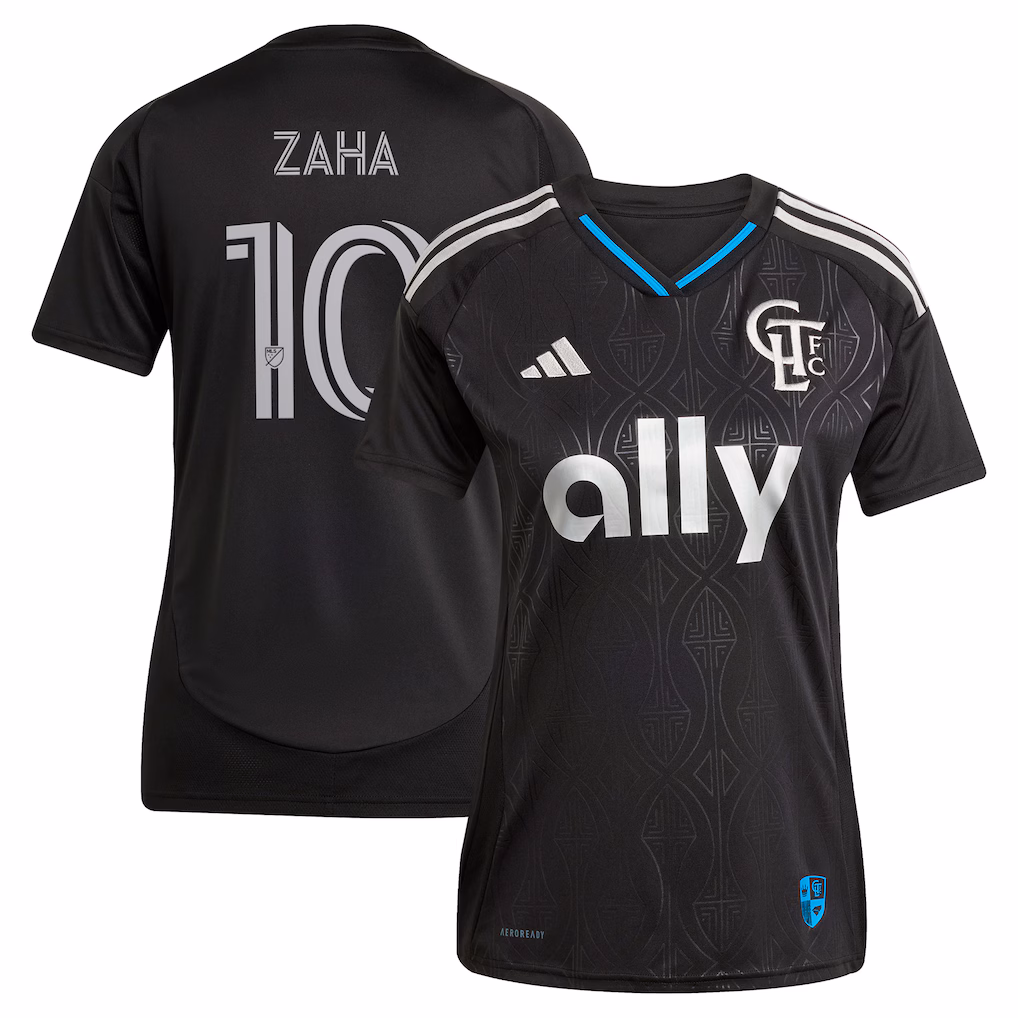 Women's Charlotte FC Wilfried Zaha adidas Black 2025 Fortress Kit Replica Player Jersey