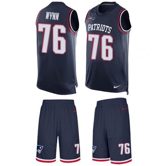 Men's Nike New England Patriots #76 Isaiah Wynn Limited Navy Blue Tank Top Suit NFL Jersey - Ujersey