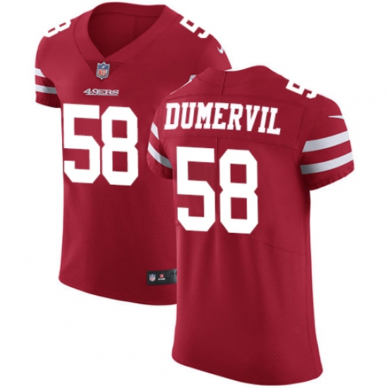 Men's Nike San Francisco 49ers #58 Elvis Dumervil Red Team Color Vapor Untouchable Elite Player NFL Jersey - Ujersey